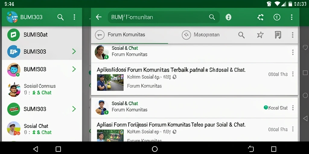 Tampilan antarmuka aplikasi Forum Komunitas BUMI303 yang menarik.
