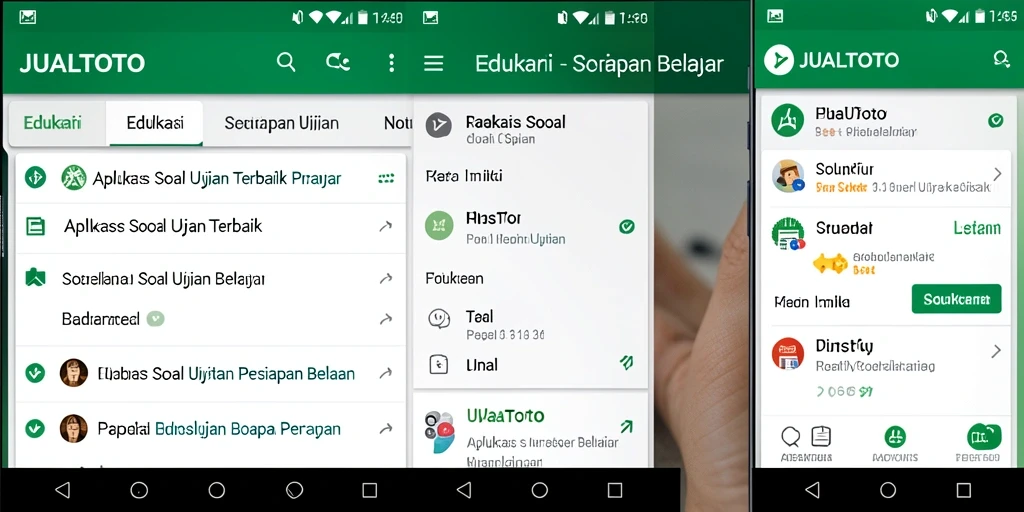 Tampilan antarmuka JUALTOTO dengan soal-soal ujian.