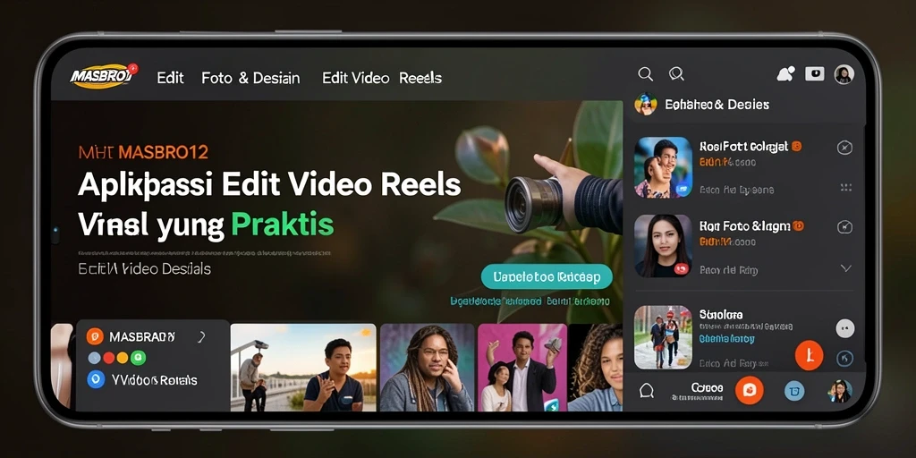 Antarmuka <strong>MASBRO12</strong> yang intuitif untuk pengeditan video Reels.