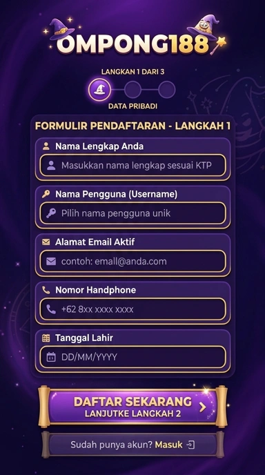 Tampilan halaman daftar ompong188