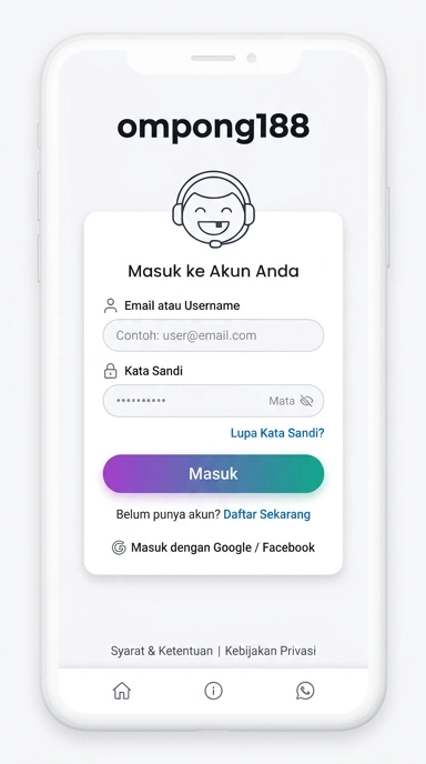 Tampilan halaman login ompong188
