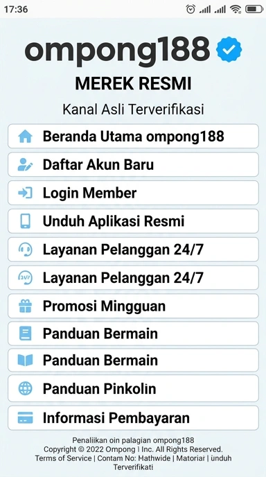 Tampilan kanal resmi ompong188
